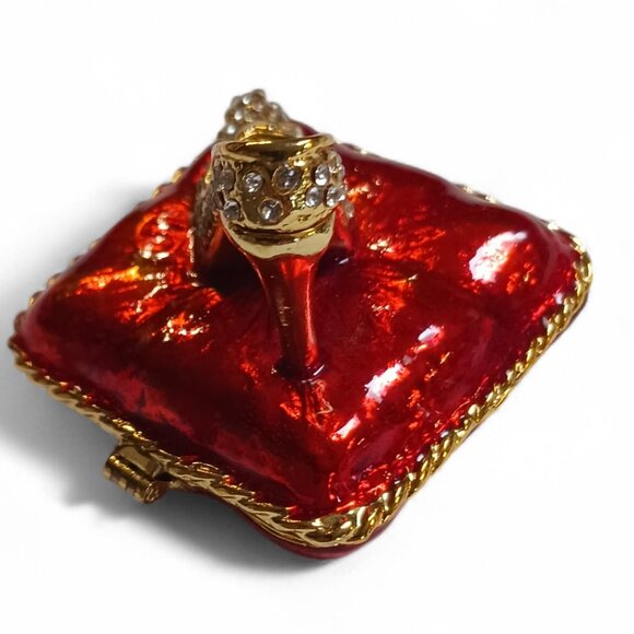 Vintage  1990's Crystal Cinderella-Inspired High Heel Ring Holder Trinket Box - Picture 3 of 10